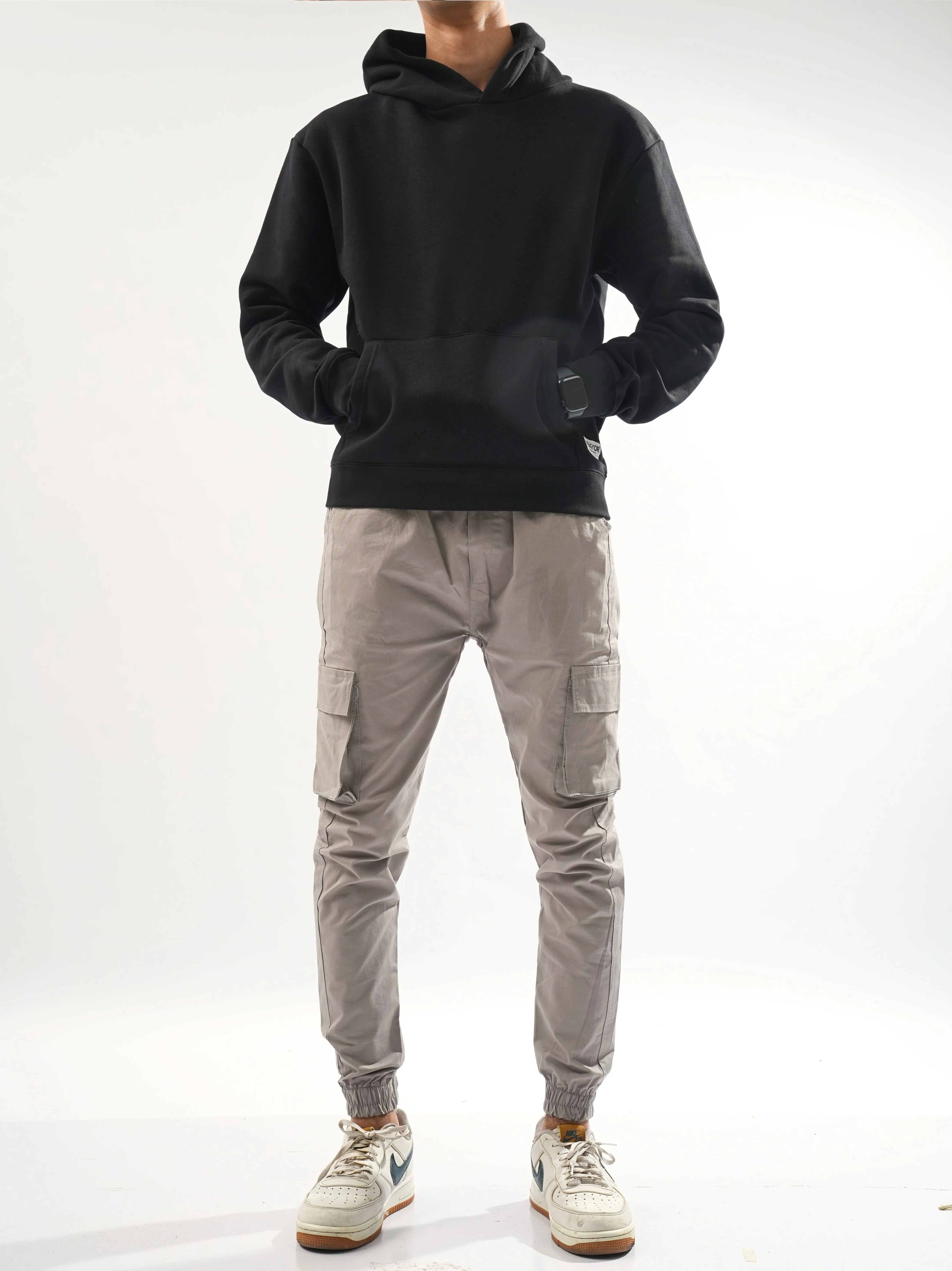 Fitted Light Grey Cargo Pants - Image 3